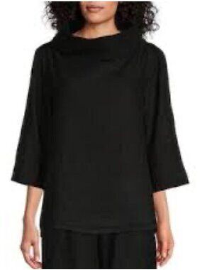 Bryn Walker Cotton Gauze 3/4 Sleeve Etta Shirt In Black S